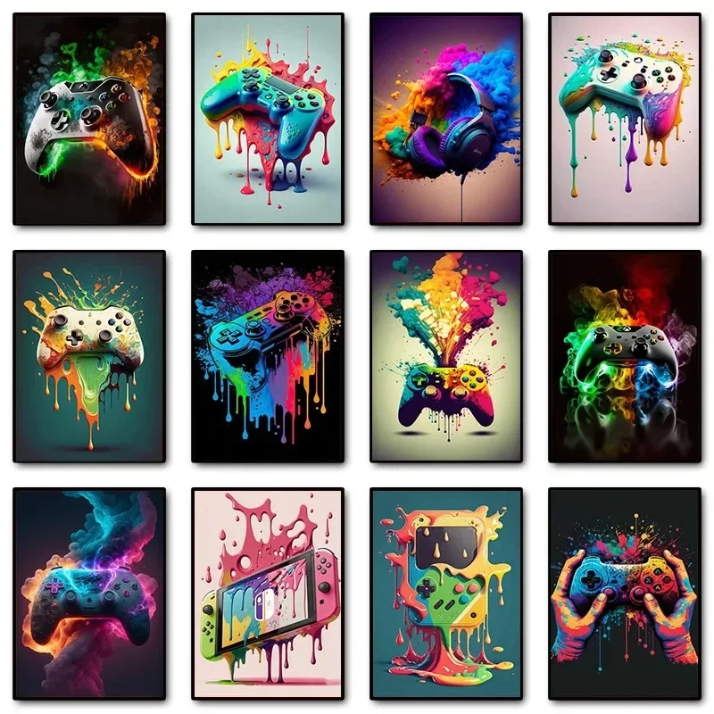 Wall Texture Spray - Kleurrijke pop-art gamer controller gaming wanddecoratie