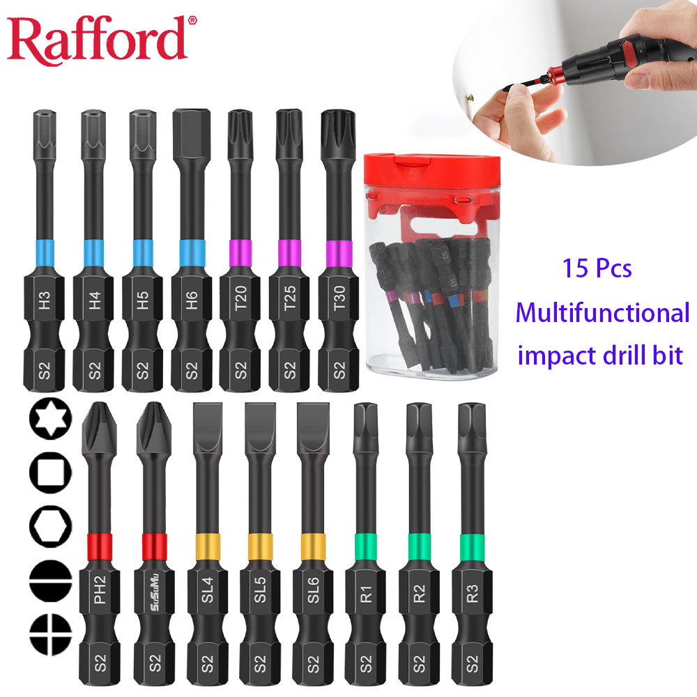 Drill Bit Set - Rafford 15-delige slagvaste magnetische schroevendraaierbitset -