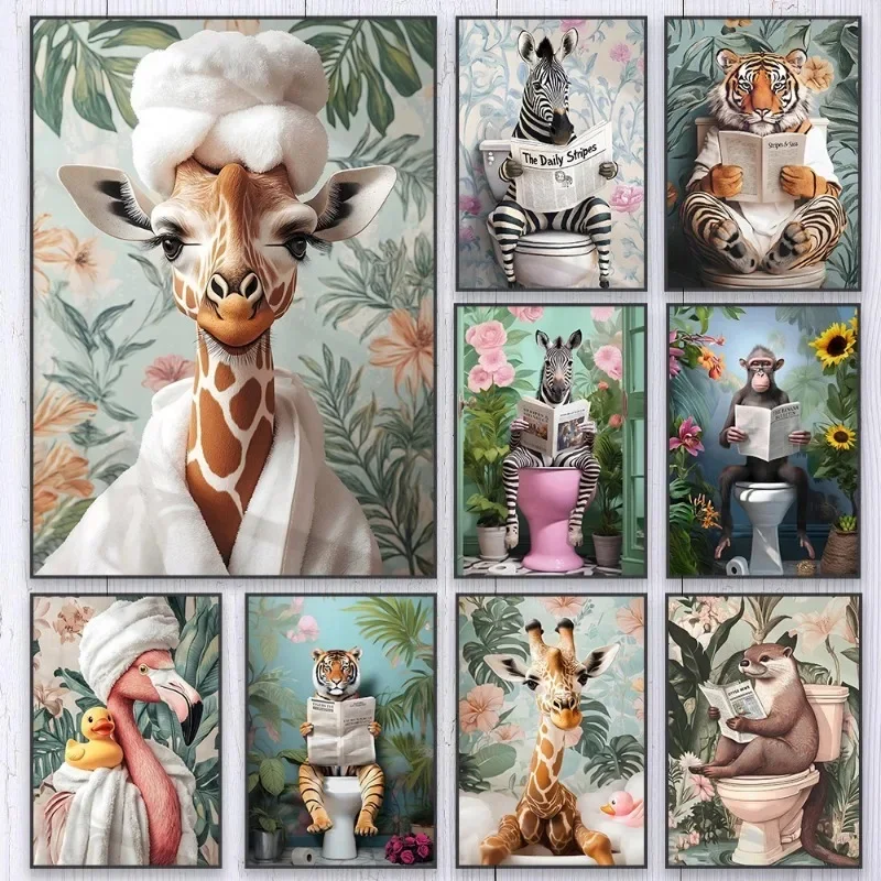 Wall Texture Spray - Zebra op toilet badkamer poster giraffe